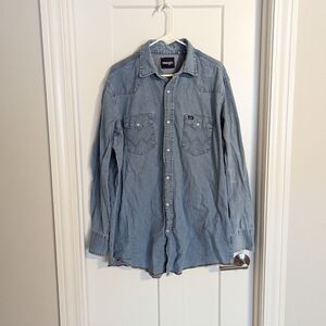 Wrangler Vintage Demin Shirt - Pearl Button Snaps sz XL Tall
